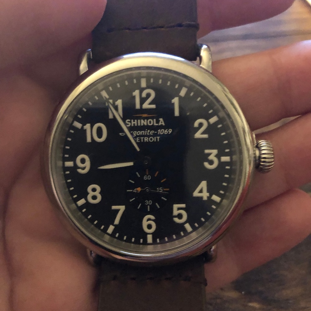 Shinola Runwell Watch With Leather Strap (39.5mm)